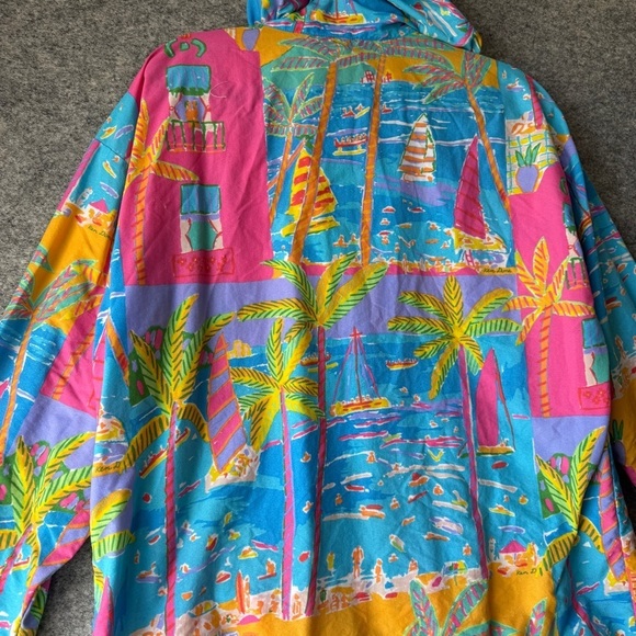Vintage Ken Done Colorful Hooded Jacket Printed Windbreaker Size Medium - Picture 12 of 15